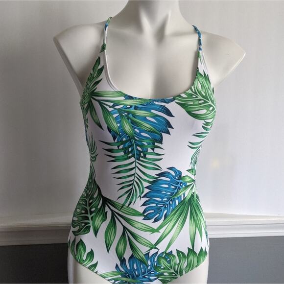 Nwt laceup back palm leaf print bathingsuit XLarge - Picture 2 of 8